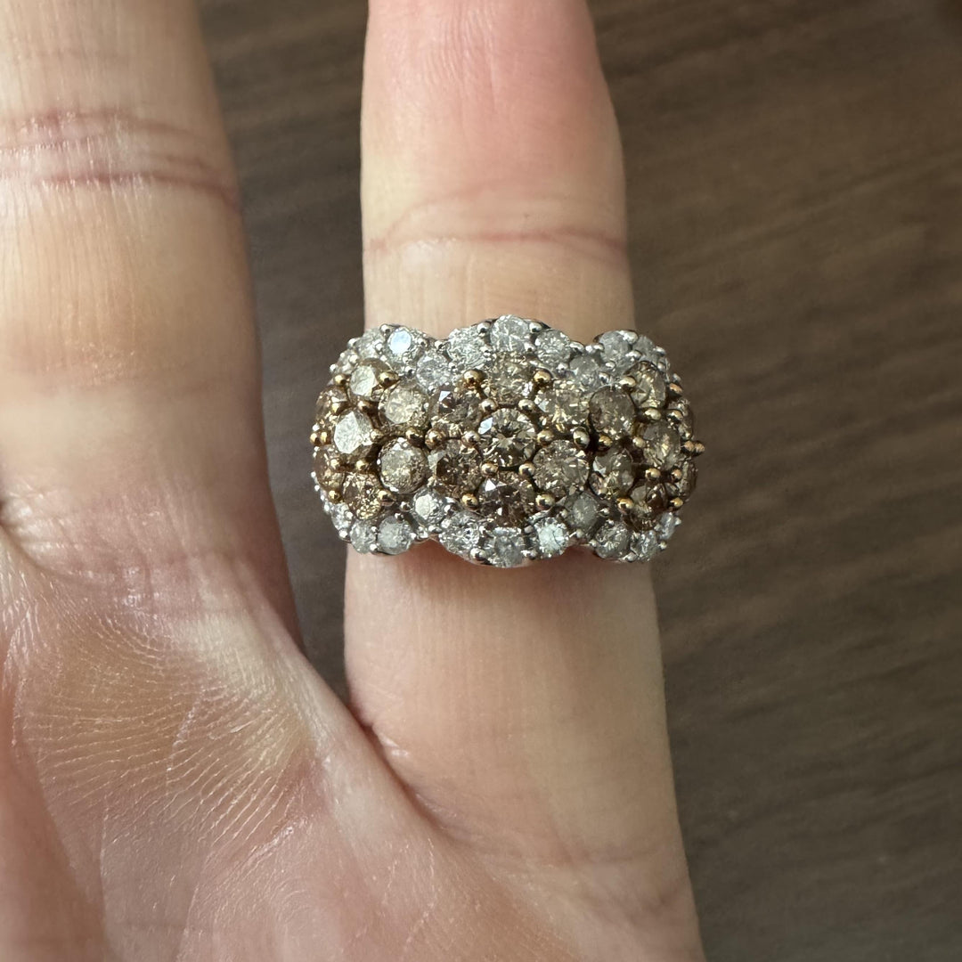 10k Yellow Gold 3cttw Chocolate and White Diamond Ring Size 7