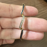 14k Yellow Gold Blue Sapphire and Diamond 15.6g Bangle Bracelet 6.5"