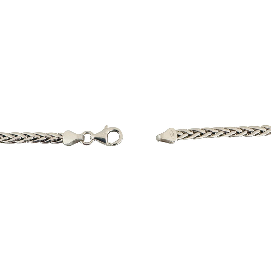 14k White Gold 5.3g Hollow Light 3.5mm Flattened Wheat Link Necklace Italy 18"