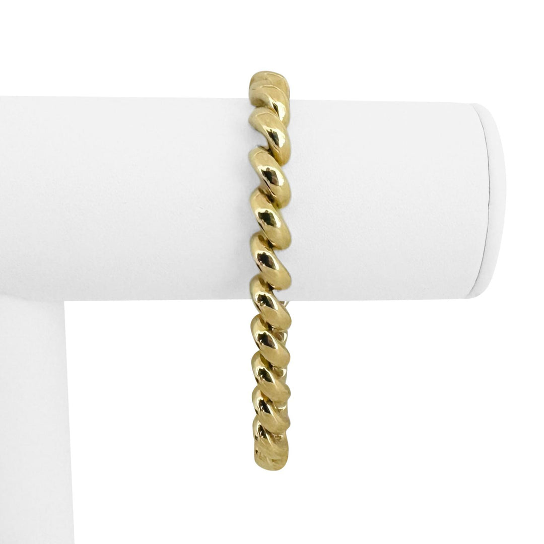 14k Yellow Gold 15.8g Ladies Polished 8mm San Marco Link Bracelet Italy 8"