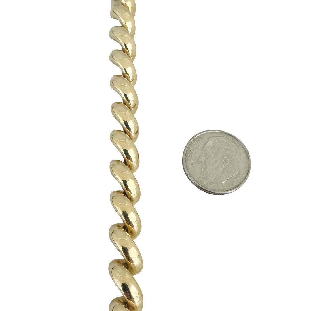 14k Yellow Gold 15.8g Ladies Polished 8mm San Marco Link Bracelet Italy 8"