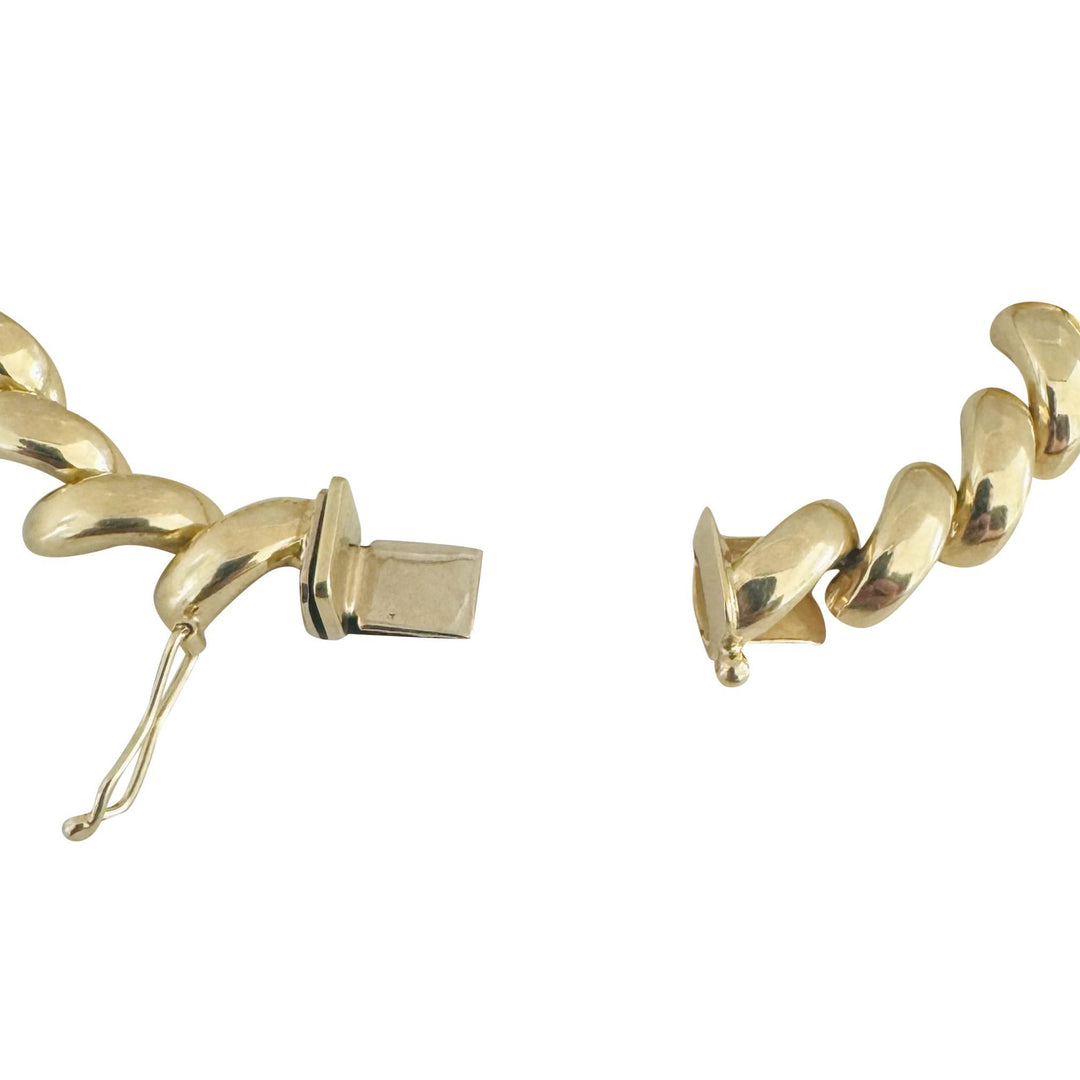 14k Yellow Gold 15.8g Ladies Polished 8mm San Marco Link Bracelet Italy 8"