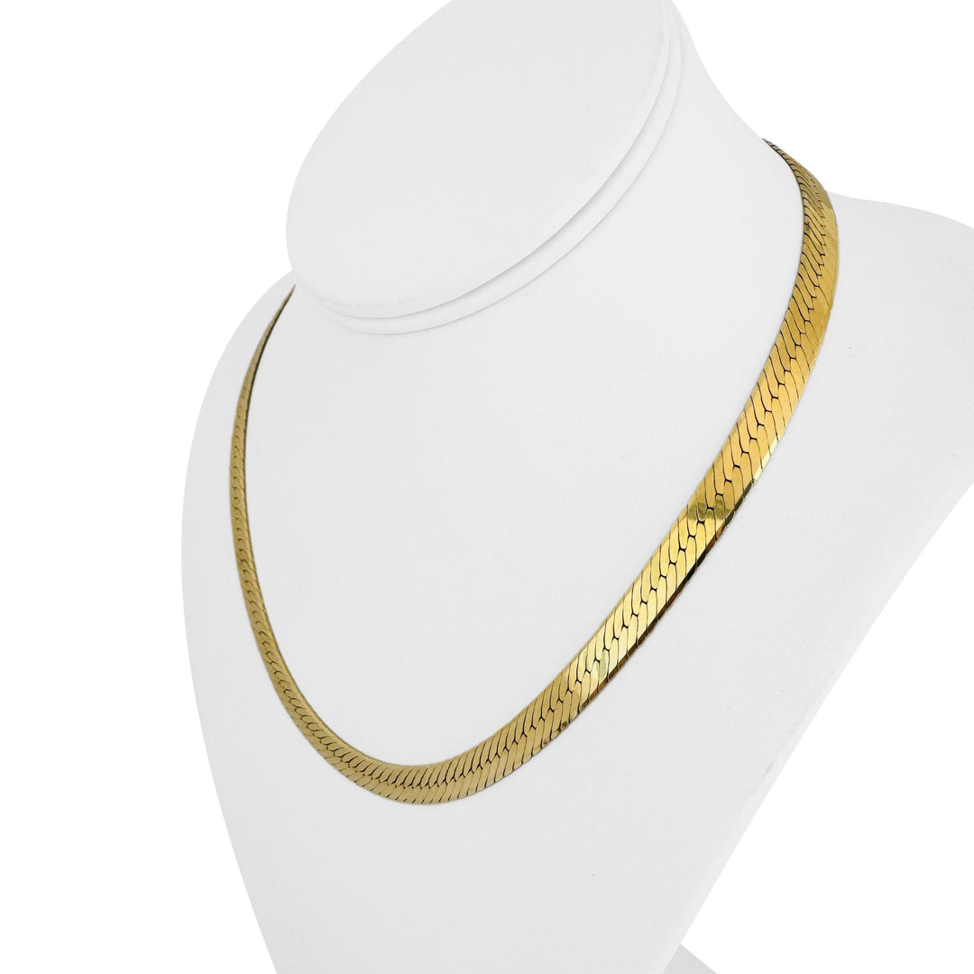 14k Yellow Gold 27.3g Solid Thick 7mm Herringbone Link Necklace Italy 18"