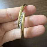 18k Yellow Gold and 1cttw Diamond Solid Heavy 30g Bypass Bangle Bracelet 6.5"