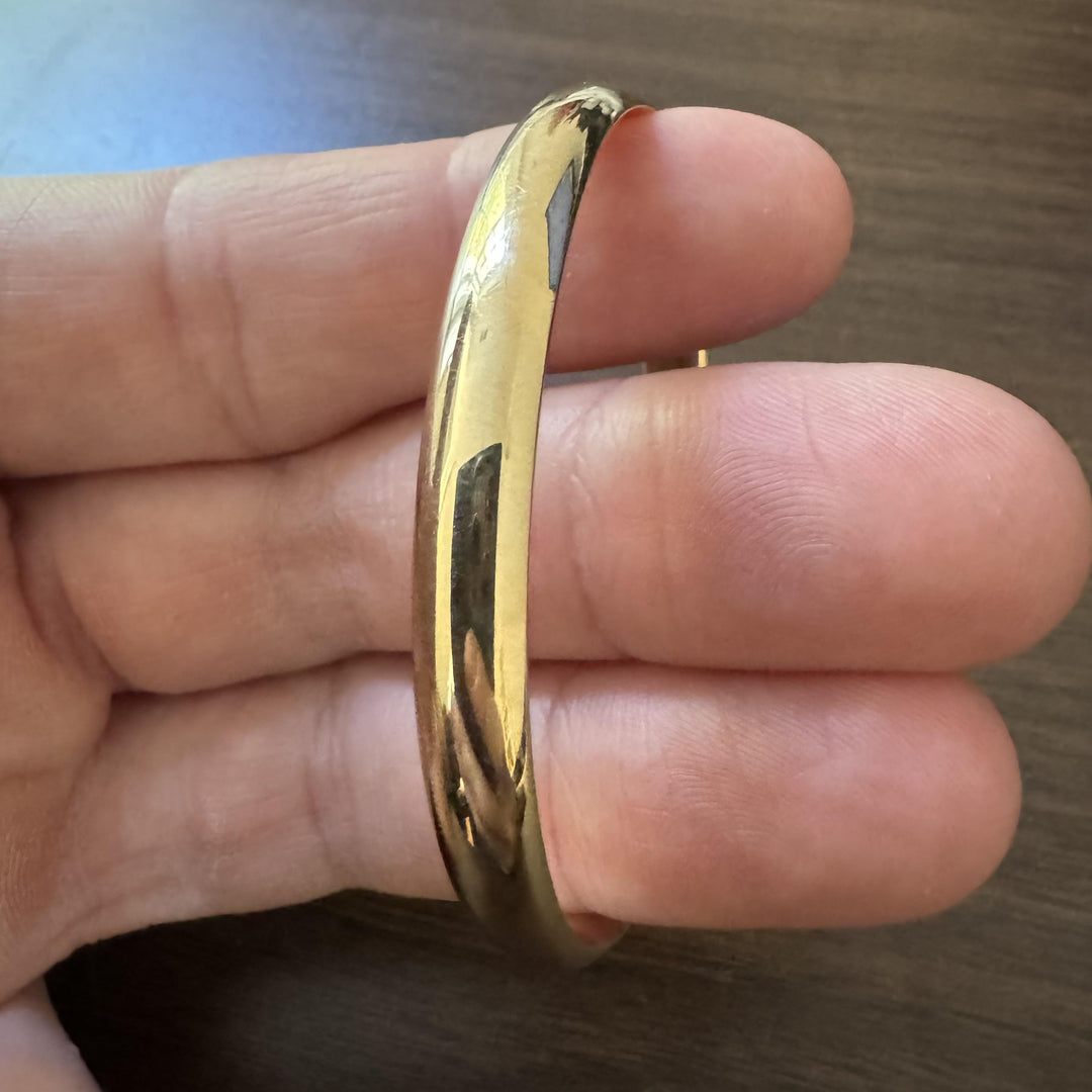 14k Yellow Gold 7.2g Polished Round 6.5mm Bangle Bracelet 7"