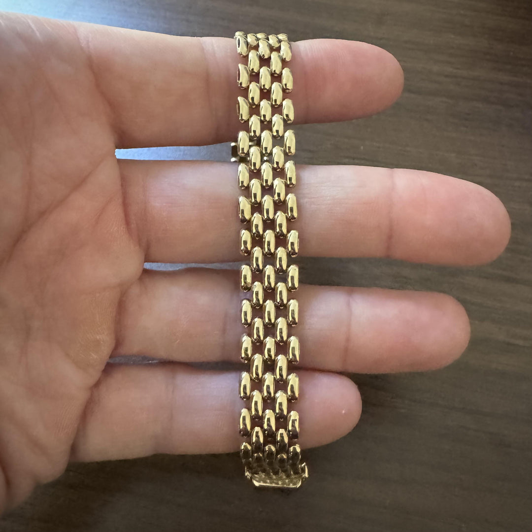 14k Yellow Gold 20.9g Ladies Polished 13mm Panther Link Bracelet Italy 7"