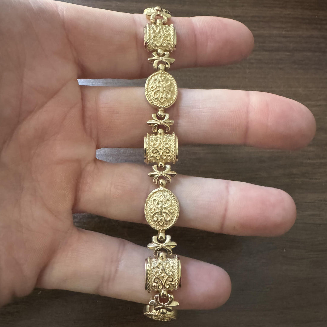 14k Yellow Gold 19.6g Solid Vintage 12mm Fancy Link Bracelet 7.5"