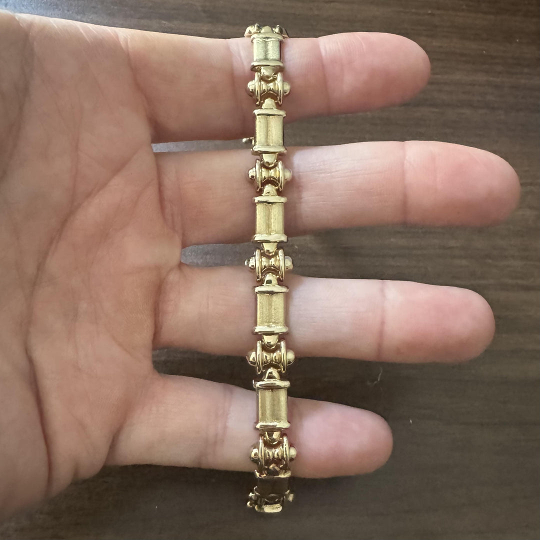 14k Yellow Gold 13.5g Ladies 11mm Fancy Link Bracelet Italy 7"