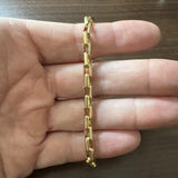 18k Yellow and White Gold 24.3g Solid Heavy Elongated Box Link Bracelet Italy 8"