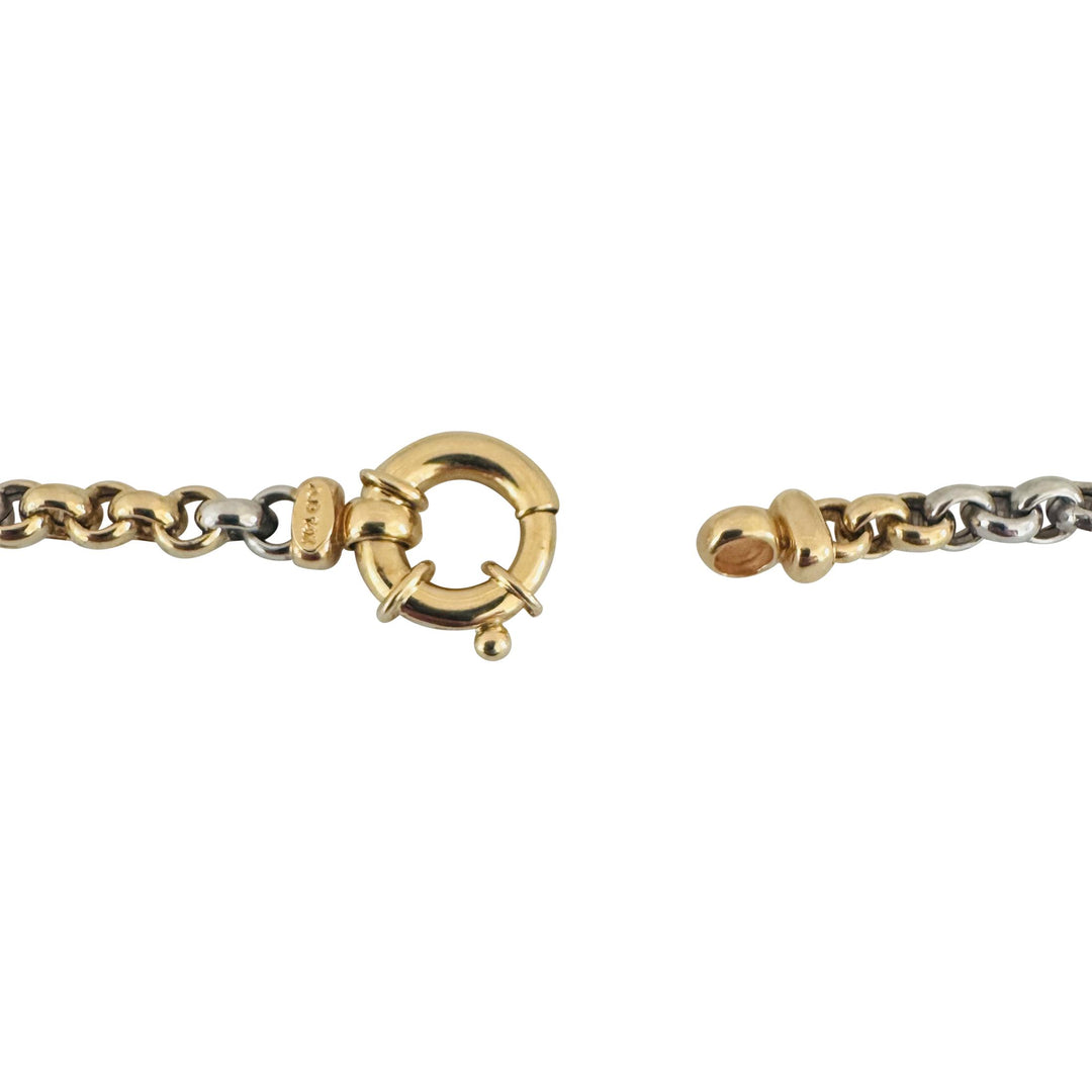 14k Yellow and White Gold 15g Ladies Two Tone 5mm Rolo Link Chain Necklace 16"