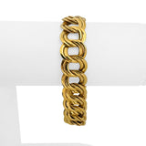 14k Yellow Gold 12.5g Hollow Ladies 15mm Double Curb Link Bracelet Italy 7.25"