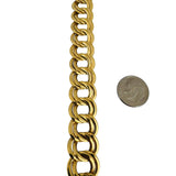 14k Yellow Gold 12.5g Hollow Ladies 15mm Double Curb Link Bracelet Italy 7.25"