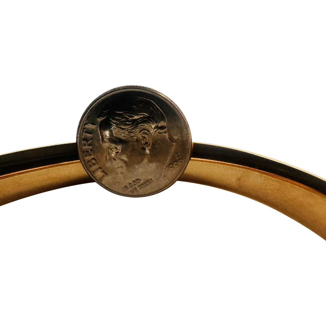 14k Yellow Gold 13.5g Vintage Ladies Polished Floral Bangle Bracelet 7"