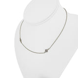 14k White Gold and Diamond Vintage Thin Station Necklace 16"