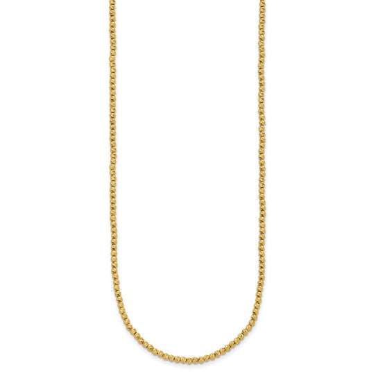 Brand New 14k Yellow Gold Diamond Cut Beaded Necklace 18"