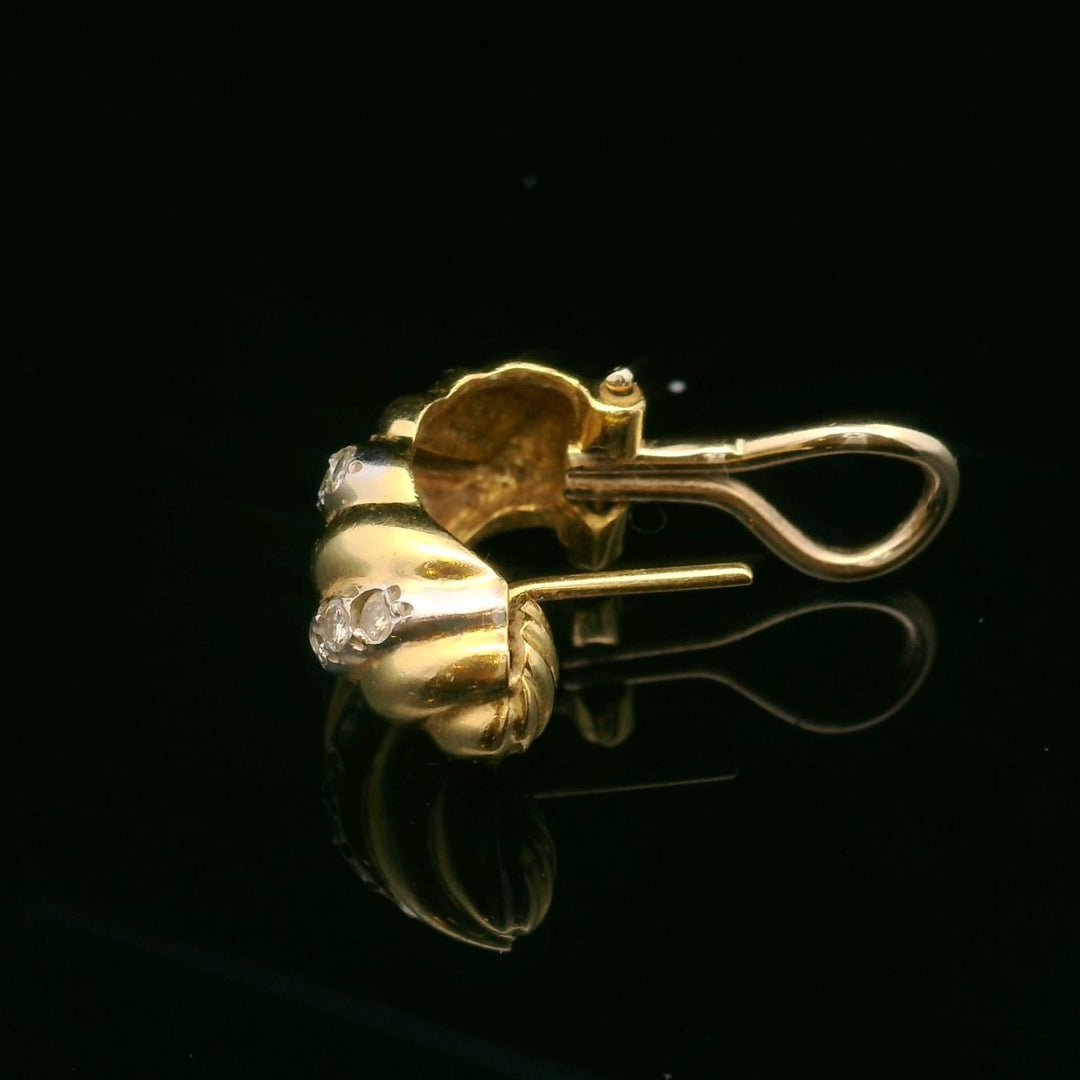 18k Yellow Gold and Diamond 9.8g Vintage Huggie Earrings
