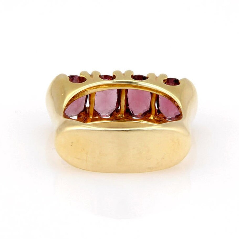 14k Yellow Gold and Pink Oval Tourmaline Ring Size 7.5