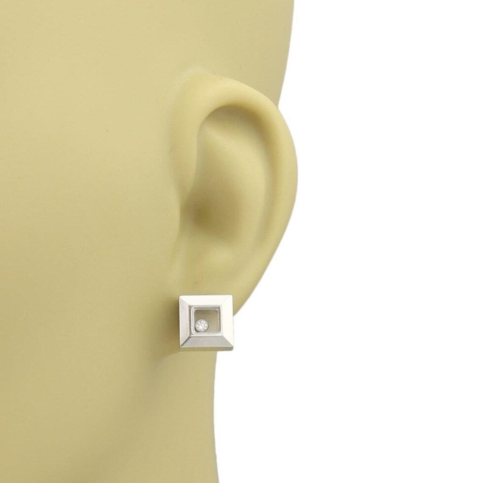 Chopard Happy Diamond 18k White Gold Square Stud Earrings