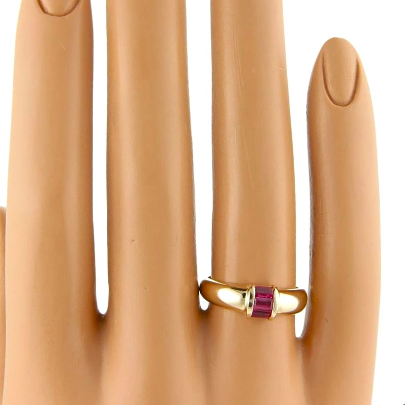 Tiffany & Co. 18k Yellow Gold and Baguette Ruby Dome Band Ring Size 5