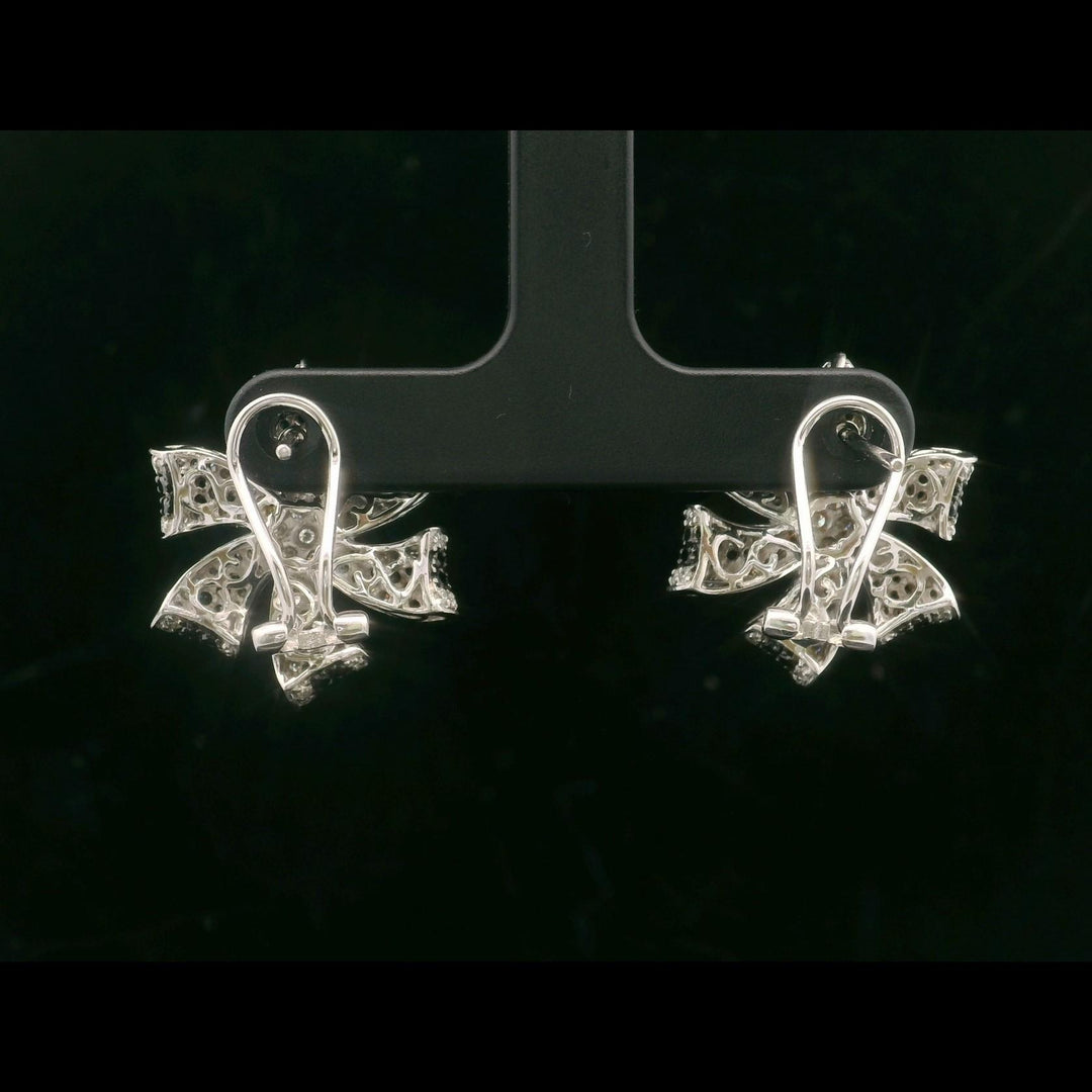 14k White Gold and 1.5cttw White and Black Diamond Floral Earrings