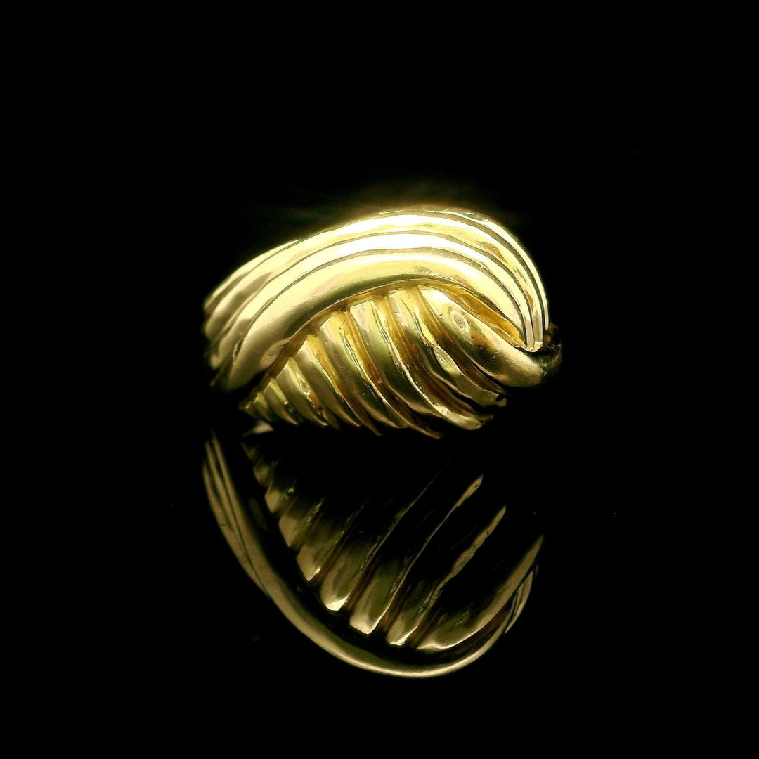 18k Yellow Gold 15.3g Solid Heavy Ladies Shrimp Ring Size 6-8
