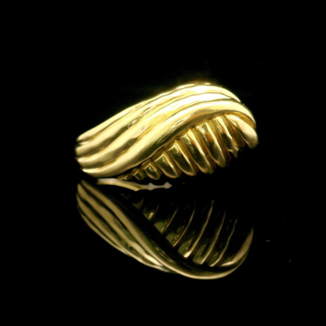 18k Yellow Gold 15.3g Solid Heavy Ladies Shrimp Ring Size 6-8