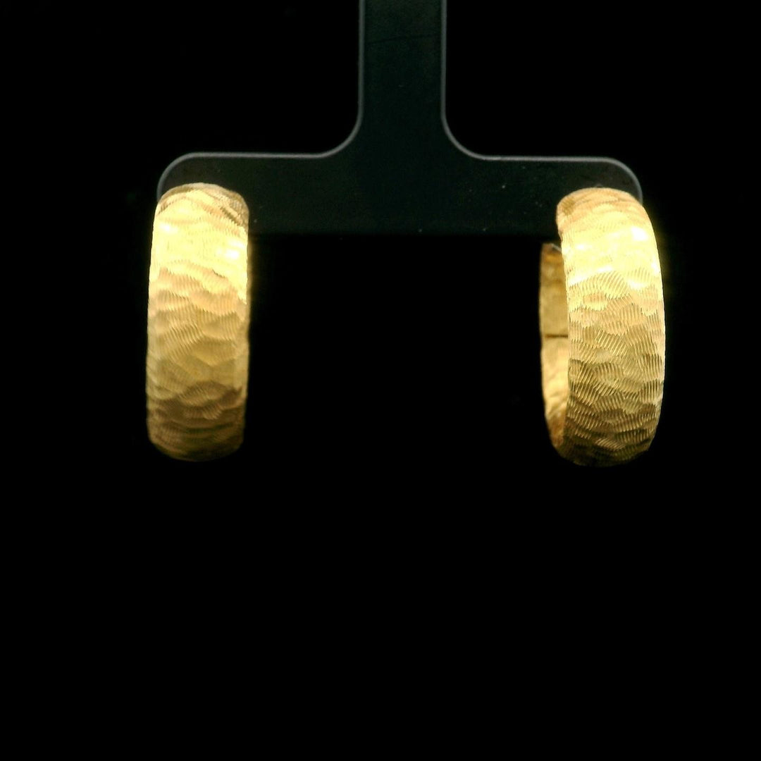 Nicolis Cola 18k Yellow Gold 15.7g Solid Hammered Hoop Earrings Italy