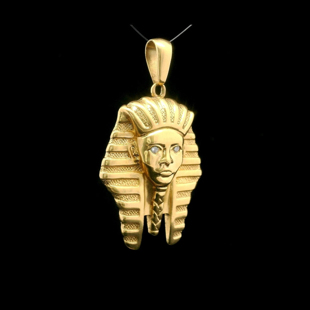 18k Yellow Gold and Diamond 9.6g King Tut Egyptian Pendant 1.8"