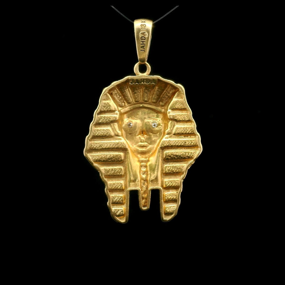 18k Yellow Gold and Diamond 9.6g King Tut Egyptian Pendant 1.8"