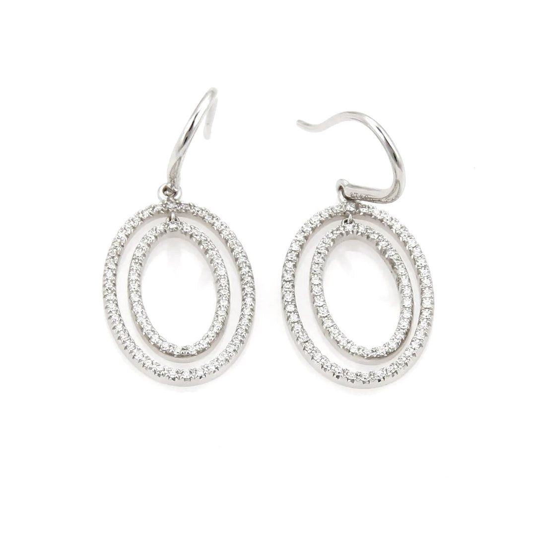 Tiffany & Co. 18k White Gold and Diamond Metro Oval Earrings Italy