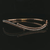 14k Rose and White Gold and 0.50cttw Diamond Curved Bypass Bangle Bracelet 6.75"