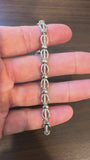 18k White Gold and 1cttw Diamond 17.3g Fancy Oval Link Bracelet 7"