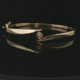 14k Yellow Gold and 0.25ct Bezel Set Diamond Bypass Bangle Bracelet 7"