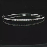 14k White Gold and 1cttw Diamond 10.4g Oval Bangle Bracelet 6.5"