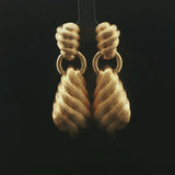 Henry Dunay 18k Yellow Gold Heavy 42.5g Brushed Finish Doorknocker Earrings 2"