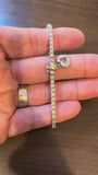 14k White Gold and 3cttw Diamond Heart Charm Tennis Bracelet 7"
