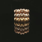 18k Yellow White and Rose Gold 9.4g Three Band Heart Ring Italy Size 7.5