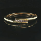 18k Yellow Gold and 1cttw Diamond Solid Heavy 30g Bypass Bangle Bracelet 6.5"