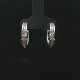 14k White Gold and 0.30cttw Diamond Hoop Huggie Earrings