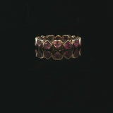14k Yellow Gold and Multi Gemstone Heart Band Ring Size 4