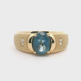 Cirari 14k Yellow Gold Blue Topaz and Diamond Men's Ring Size 11