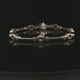 14k Yellow and White Gold Bezel Set Tanzanite and Diamond Bar Link Bracelet 7"