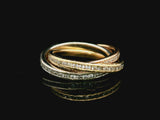 14k Yellow White and Rose Gold 2cttw Diamond Rolling Band Ring Size 4