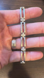 14k White Gold and 0.50cttw Diamond 22g Men's Bar Link Bracelet 8.5"