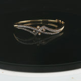 10k Yellow Gold and 1.25cttw Diamond Vintage Bangle Bracelet 6.5"