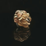 18k Yellow White and Rose Gold 11.3g Solid Large Floral Ring Italy Size 7
