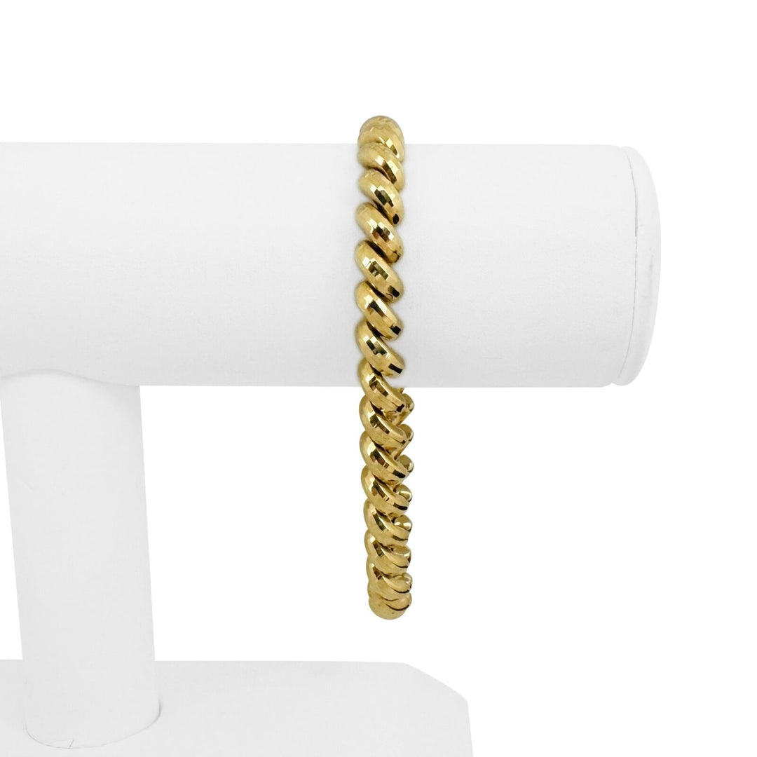 14k Yellow Gold 14.4g Diamond Cut 7mm San Marco Link Bracelet Peru 8"