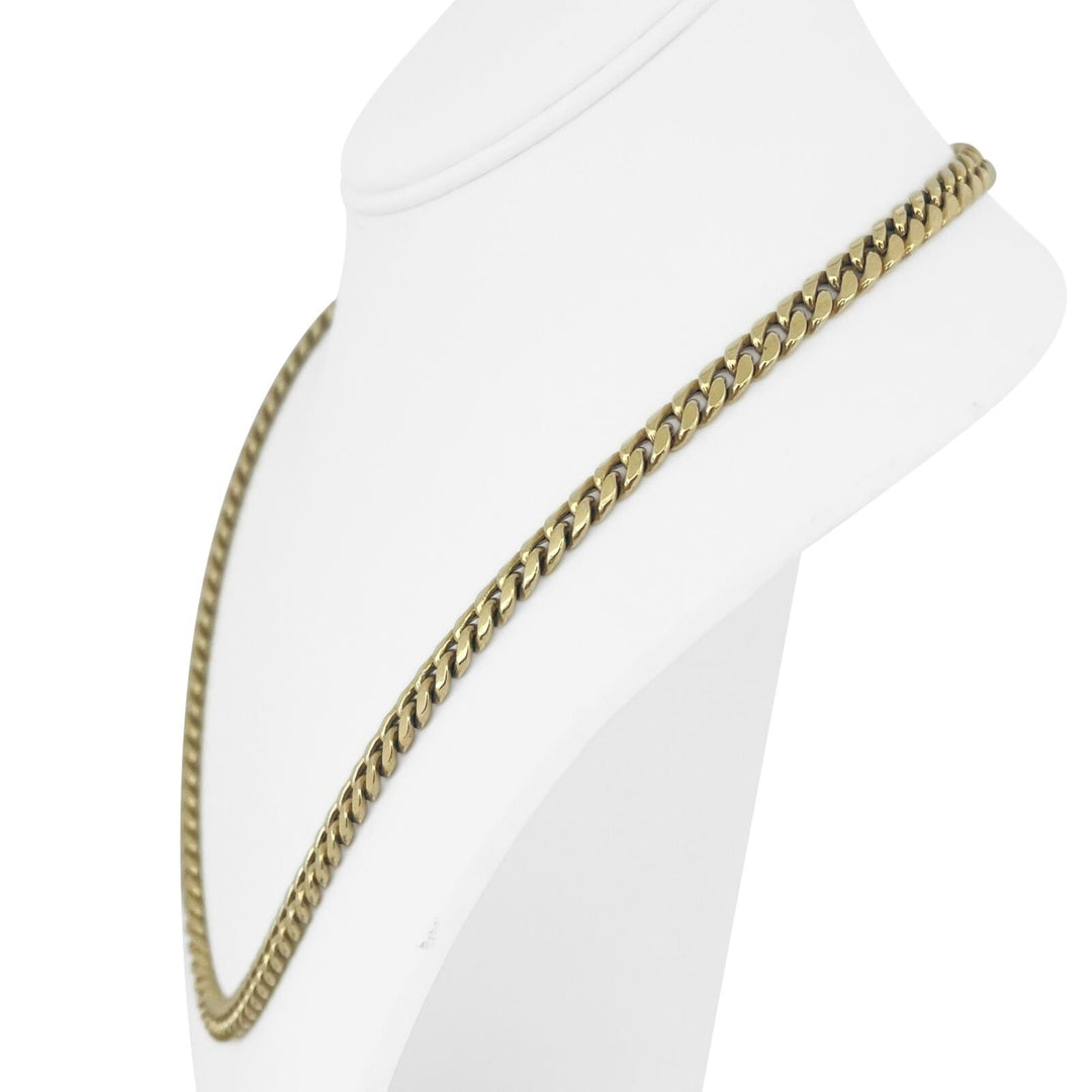 10k Yellow Gold 23.3g Hollow 6.5mm Cuban Curb Link Chain Necklace Italy 22"