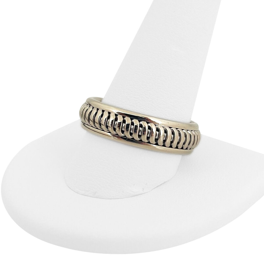 18k White Gold 14.3g Solid Heavy 6.5mm Fancy Band Ring Size 12