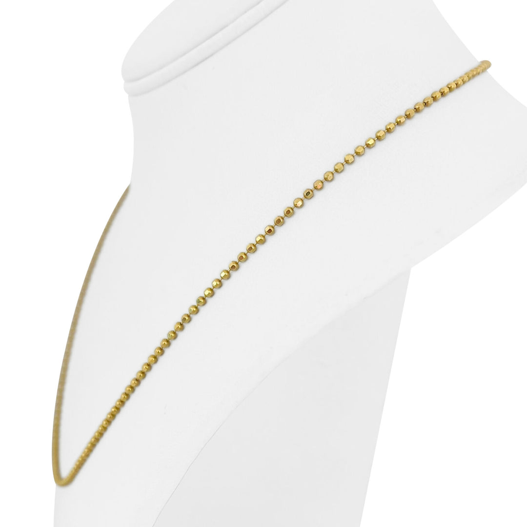 14k Yellow Gold 6.3g Thin 2mm Ball Bead Link Chain Necklace Italy 20"